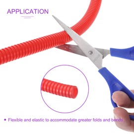 DMiotech 25ft Wire Loom Split Tubing 1/4 Inch, Cord Protectors from Pet Flexible Conduit Cable Management for Office, Home, Garden, Red