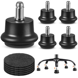 Bell Glides Replacement Office Chair Swivel Caster Wheels to Fixed Stationary Castors,with Separate Self Adhesive Felt Pads for Carpet,Desk Chair Feet Wheel Stopper, Black 10 Pcs (10)