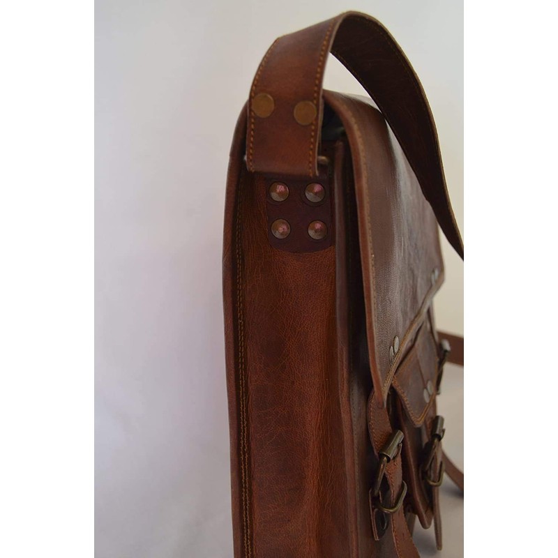 Komal's Passion Leather 11 Inch Sturdy Leather Messenger Satchel Bag