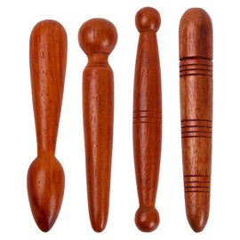 Dokeno 4 Pieces Foot Wooden Massage Stick, Trigger Wood Massage Tool Massage Wood Trigger Point Push Set Massage Wooden Massage Tool Sets for Professionals for Legs Shoulders Back Acupuncture Massage