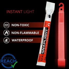 Red Cyalume SnapLight Glow Sticks (Pack of 10) - 15 cm Glow Sticks with Hooks at the End - Ultra Bright Light Sticks with a 12 Hour Luminosity
