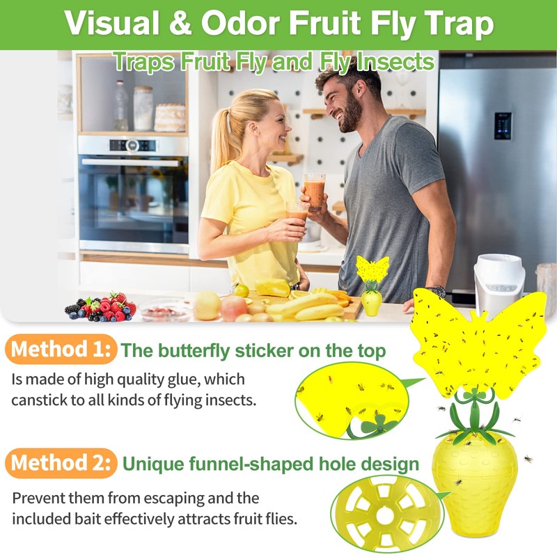 Fruit Fly Trap for Indoors,2025 Upgrade Fruit Flies Gnat Killer