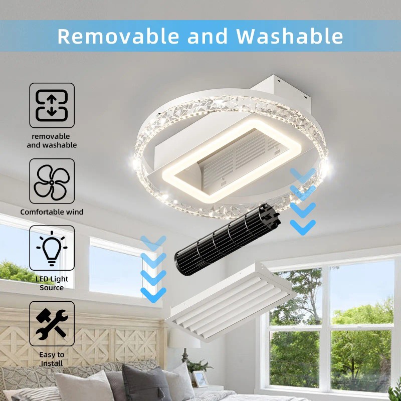 Modern LED Ceiling Fan 20 Inch Remote Control Reversible Motor