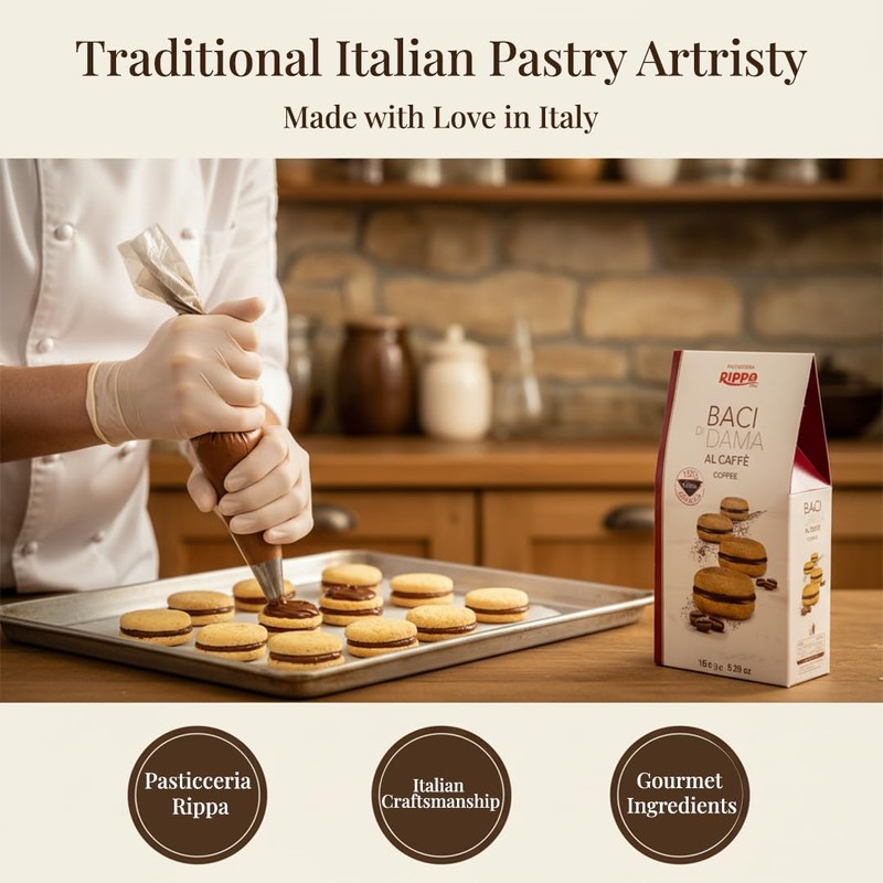 Rippa Baci di Dama Coffee Biscuits- Italian Cookies with Rich