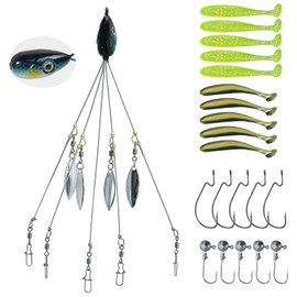 Vkinman 21Pcs 5 Arms Alabama Umbrella Rig for Bass Striper Rig Fishing Lures Bait Kit with Swimbaits for Walleye Trout Perch Freshwater/Saltwater Boat Trolling