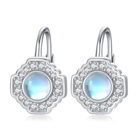 ABIGY Moonstone Earrings 925 Sterling Silver Leverback Earrings Moonstone Jewellery Gift for Women