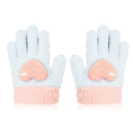 ALLY-MAGIC Kids Gloves, Winter Warm Gloves Knit Gloves Stretchy Kids Mittens, Full Finger Gloves for Kids, Fluffy Warm Kids Knit Gloves for Boys and Girls Y9AXPSST (Blue, 3-6 Years)