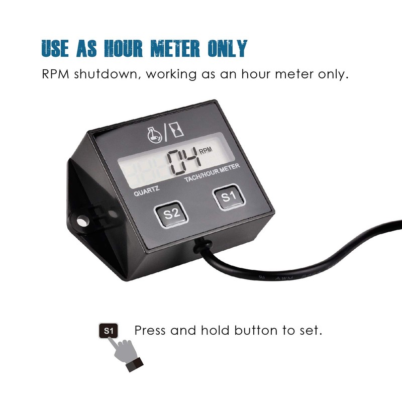 Runleader Digital Hour Meter Tachometer, Maintenance Reminder, Battery Replaceable, Automatically