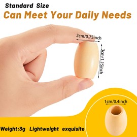 60 Pieces Large Hole Wooden Beads Wooden Macrame Beads Loose Wood Beads Natural Tube Beads for DIY Hair Craft Making, 30 x 20 mm (Multicolor)