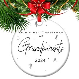 2024 Christmas Ornament for Grandparent - Our First Christmas As Grandparents, Newborn Keepsake, Xmas Tree Decoration