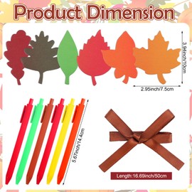 Geyee 24 Pack Fall Leaves Sticky Notepad Set with Pen for Kids Bulk Autumn Leaf Shaped Sticky Note with Pen Ribbons Self Stick Note for Thanksgiving School Office Appreciation Gifts (Fall Leaves)