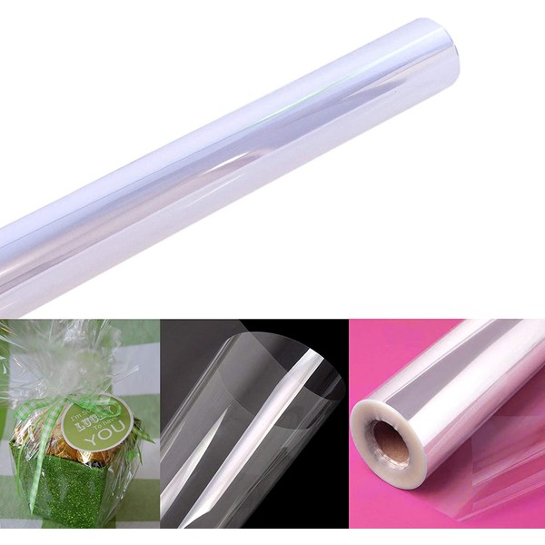 Clear Cellophane Wrap Roll | 100’ Ft. Long X 16” In. Wide | 2.3 Mil Thick Crystal Clear | Gifts, Baskets, Arts & Crafts, Treats, Wrapping | Food Grade Specifications | By Anapoliz