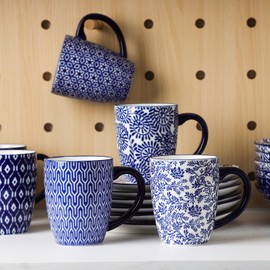 Selamica Ceramic Dinnerware Sets for 6, 24 Piece Plates and Bowls Sets, Scratch Resistant Dishes Set-Dishwasher & Microwave & Oven Safe, Vintage Blue A