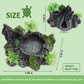 PINVNBY Reptile Water Dish, Crested Gecko Food Dish, Artificial Plants and Moss Reptile Food Water Bowl for Bearded Dragon, Lizards, Geckos, Turtle, Hermit Crab, Snake (with Moss)