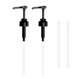 Dosing Pump with 18 cm Suction Tube Oyster Sauce Pump Dispenser Plastic Snap-on for Kitchen Spice Liquid Bathroom Liquid Soap Lotion Black Pack of 2