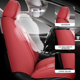 CHOCMONS Full Coverage Front Set Seat Covers with Waterproof Leather,Lumber Support and Airbag Compatible,Universal Fit for Most SUVs, Trucks,and Sedans in Automotive Seat Covers