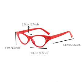 Beetoo Cat Eye Glasses, 2PCS Cat Eye Rhinestone Glasses, Womens Cat Eye Rhinestone Glasses(Red,Black)