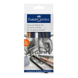 Faber-Castell Set de Grafito y Carbón Goldfaber con 7 piezas de carboncillos profesionales (manos), selección de carboncillos Goldfaber de distintas t