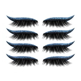 New European American Glitter Self-Adhesive Waterproof Eyeliner Eyeshadow Stickers Double Eyelid False EyelashesFalse Eyelashes Style: Fluorescent 4 pairs, color: 4 pairs per pack-export only