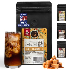 Inspired Coffee Co Salted Caramel Flavored Cold Brew Coffee Coarse Ground Coffee Beans Medium Roast - Low Acid Coffee Smoother Taste - 100% Arabica - 12 oz. Resealable Bag