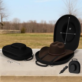Chichiro Hat Travel Case - Cowboy hat Box, Includes Clips & Plastic Cover, Ideal for Travel & at-Home Storage (Black)