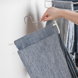 SHIMOYAMA Pants Hangers, 10 Pack Double Rod Pants Hangers, Space-Saving Closet Hangers for Trousers & Slacks, White