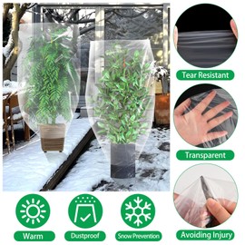 2 Pcs Plant Covers Freeze Protection, Plant Protection Film Cover, 59 X 39 In, Transparent Plant antifreeze Bag for Greenhouse, Reusable Winter Plant Protector Bag for Protect Trees From Cold Frost