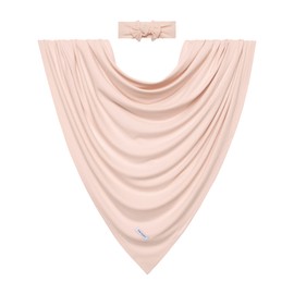 Posh Peanut Baby Swaddle Blanket & Headband - Matching Newborn Girl Swaddle Set, Use As a Receiving Blanket or Nursing Cover (Sailor Blue)