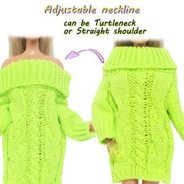 BJDBUS Winter Turtleneck Sweater Clothes for 11.5 inch Girl Doll Accessories (Fluorescent Green)
