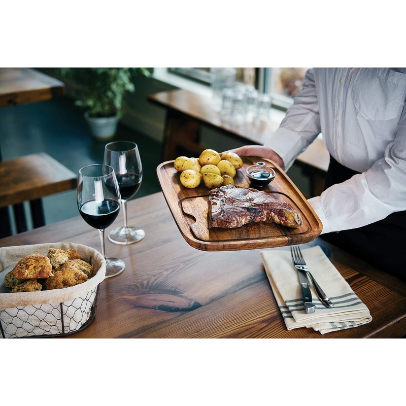 Ironwood Gourmet Fort Worth Steak Plate with Juice Channel, Acacia