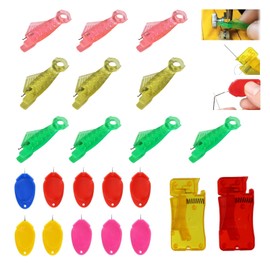 22Pcs Fish Mouth Sewing Needle Threader Set, Easy Selfthread Needle Threaders Tool, Automatic Needle Threader Quick Loop Sewing Machine, Plastic Sewing Threader Accessories for Needle Point Threading
