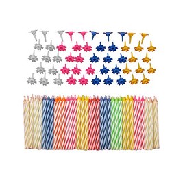 Dekoratives Geburtstagskerzen-Set mit einfach zu bedienenden Haltern, Engelsflammen mit bunten Geburtstagskerzen, mehrfarbig, 152 Stück