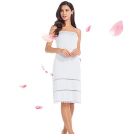 Subuteay Womens Full Slip Dress Tobe Top Underdress Midi Lace Knee Length Dress White Small