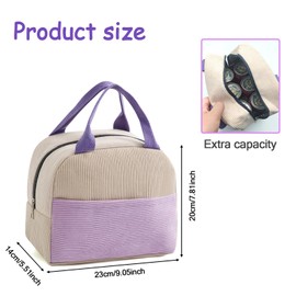 FOSDICK Women's Lunch Bag, Insulated Lunch Bag for Women, 23 x 20 x 148 cm, Purple Lunch Bag, Cool Bag, Adult Insulated Lunch Bag, Lunch Bag Container Lunch Tote Bag