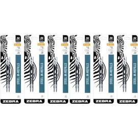 Zebra G-301 Stainless Steel Pen JK-Refill, Medium Point, 0.7mm, Black Ink, 2-Count (6 Pack)