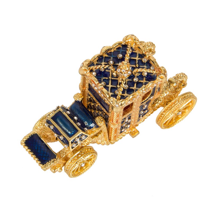 QIFU Vintage Mini Royal Carriage Style Enamel Trinket Box Hinged