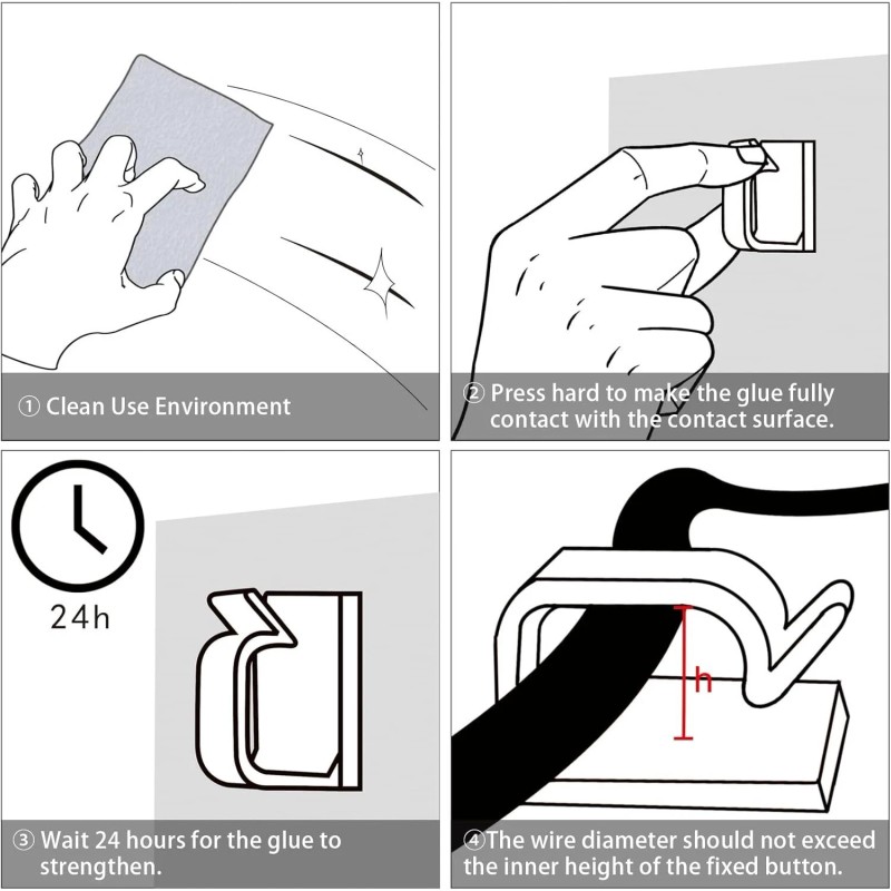 XHF 120 Pcs XHF Adhesive Cable Wire Clips White