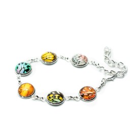 Miniblings 6 Cabochon Bracelet Glass Motifs Butterfly Wings Colourful Bangles – Handmade Fashion Jewellery – Women Girls