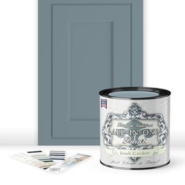ALL-IN-ONE Paint, Irish Garden (blue green), Quart - Durable cabinet and furniture paint. Built in primer and top coat, no sanding needed. Includes our 30 featured color card.