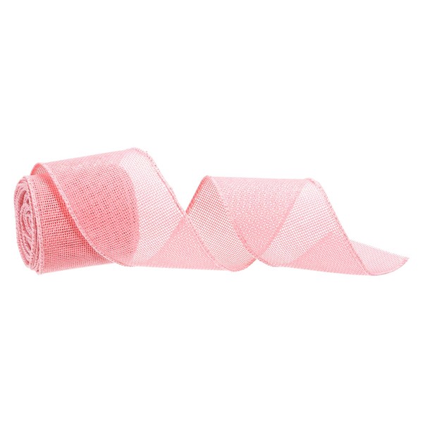 QUARKZMAN Burlap Ribbon Fabric Wired Edge Ribbons Pink 2-2/1 Inch