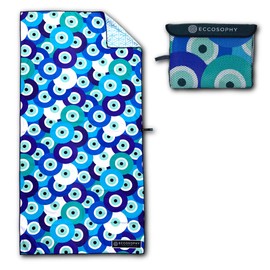 ECCOSOPHY - Toalla de playa de microfibra de secado rápido, ligera, súper absorbente, ideal para alberca, viajes, cruceros, campamentos esenciales, extragrandes para adultos (Santorini)