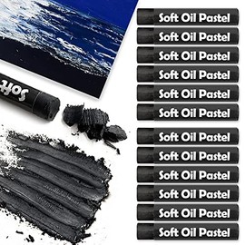 Wanshui 12 Pcs Cream Soft Oil Pastels Vibrant and Creamy Colored Chalk Pastels Artists Grade Art Supplies Set for Professionals Painting Drawing Black