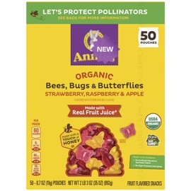 Annies Organic Bees Bugs & Butterflies Snacks, .7 oz each, 50-count – Strawberry, Raspberry, and Apple Flavors NET WT 2 lb 3 oz