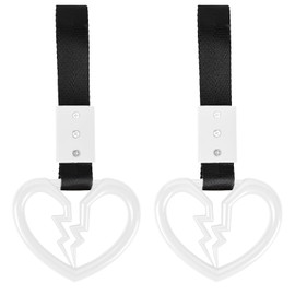 Wuyaoyao 2PCS Broken Heart Handle Ring for Car, Heart Shaped Handle Straps, Hand Strap Grab Handles Hang Ring for Car Bus Subway, Drift Charm Rear Bumper Warning Interior Decoration (White)