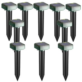 Mole Repellent Solar Powered 10 Pack, Ultrasonic Snake Repellent Gopher Ultrasonic Solar Powered for Lawn Garden Waterproof, Snake Gopher Vole Repellent Outdoor for Lawn Garden & Yard (Green)