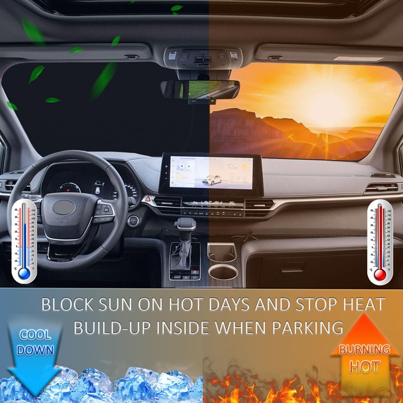 TOPINSTALL Thick Foldable Sunshade Compatible with 2021-2026 Toyota Sienna Accessories,