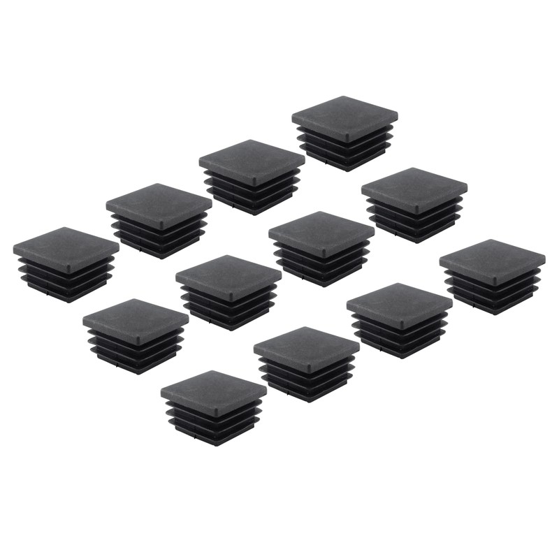 LDEXIN 12Pcs 1-1/8 Inch (30mm) Square Plastic Plugs Black Tubing