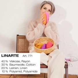 LANA GROSSA Linarte Modern Cotton/Linen Classic Hand Knitting Yarn Made of 40% Microfibre (Viscose), 30% Cotton, 20% Linen & 10% Polyamide 50 g Wool for Knitting and Crocheting 125 m Yarn