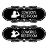 Designer Cowgirls and Cowboys Novelty Restroom Signs, Set of 2