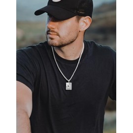 TenrSteel Stainless Steel C Letter Necklace for Women Men Military Dog Tag Pendant US Flag Jewelry